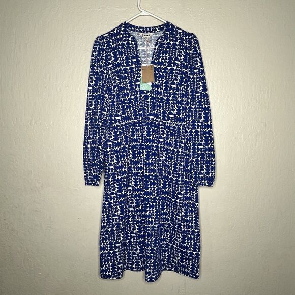 Boden Dresses & Skirts - Boden Naomi Blue White Tencel Jersey Dress Pockets Women’s Size 8 L